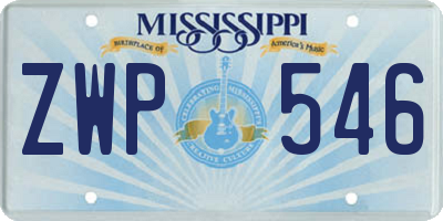 MS license plate ZWP546