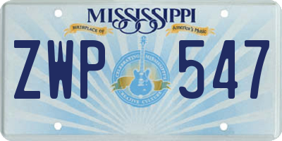 MS license plate ZWP547