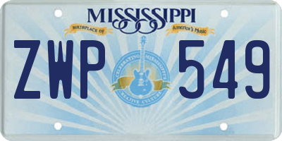 MS license plate ZWP549