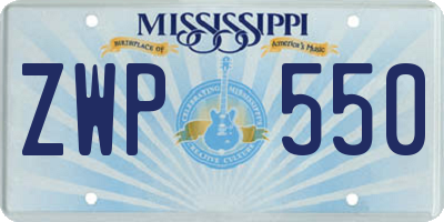 MS license plate ZWP550