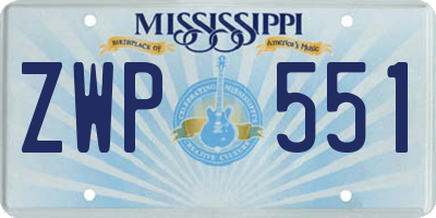 MS license plate ZWP551