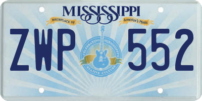 MS license plate ZWP552