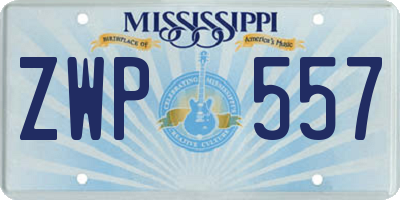 MS license plate ZWP557
