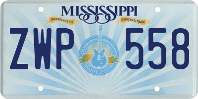 MS license plate ZWP558