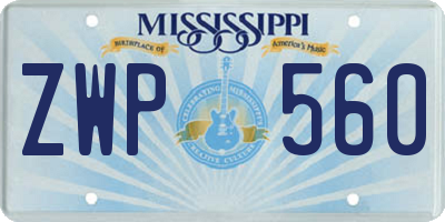 MS license plate ZWP560