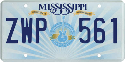 MS license plate ZWP561