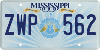 MS license plate ZWP562