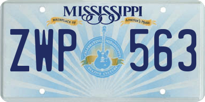 MS license plate ZWP563