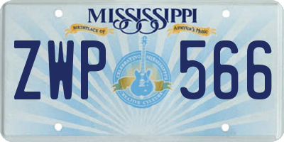 MS license plate ZWP566
