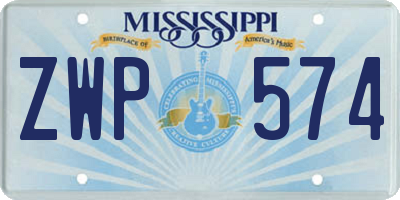 MS license plate ZWP574