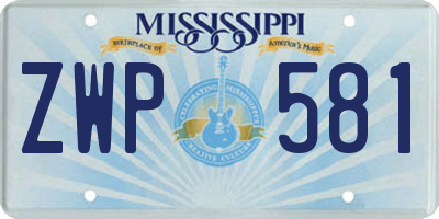 MS license plate ZWP581