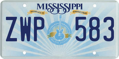 MS license plate ZWP583
