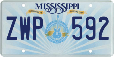 MS license plate ZWP592