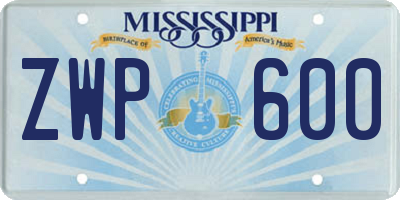 MS license plate ZWP600