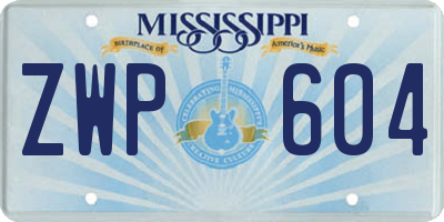 MS license plate ZWP604
