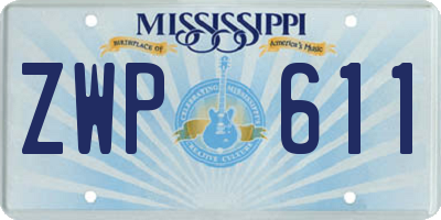 MS license plate ZWP611