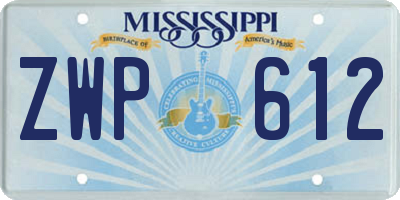 MS license plate ZWP612
