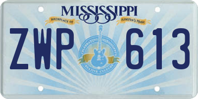 MS license plate ZWP613