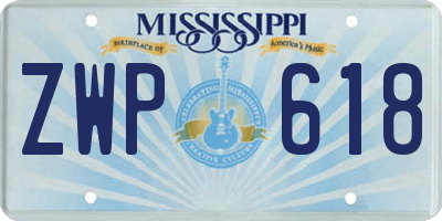 MS license plate ZWP618