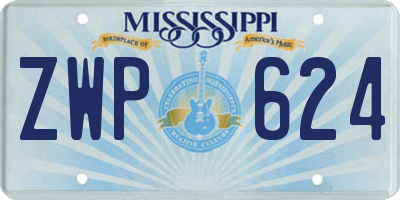 MS license plate ZWP624