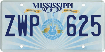 MS license plate ZWP625