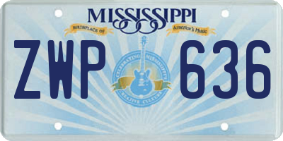 MS license plate ZWP636