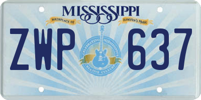 MS license plate ZWP637