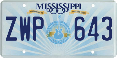 MS license plate ZWP643