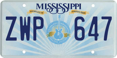 MS license plate ZWP647