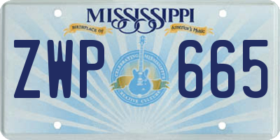 MS license plate ZWP665