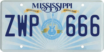 MS license plate ZWP666