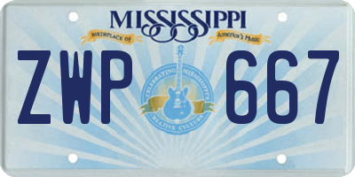 MS license plate ZWP667