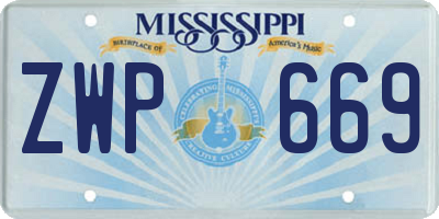 MS license plate ZWP669