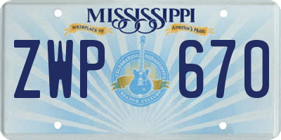 MS license plate ZWP670