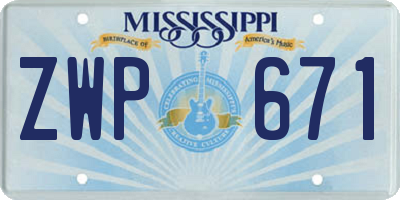 MS license plate ZWP671
