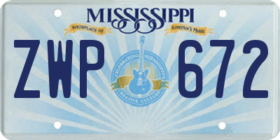 MS license plate ZWP672