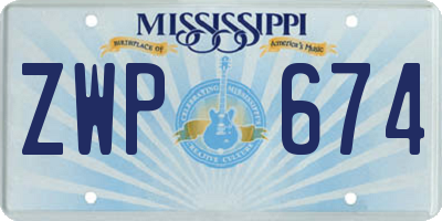 MS license plate ZWP674