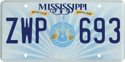 MS license plate ZWP693