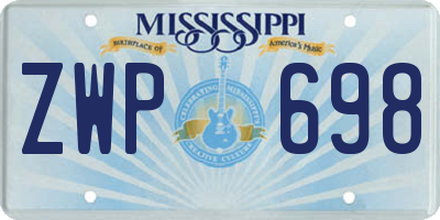 MS license plate ZWP698