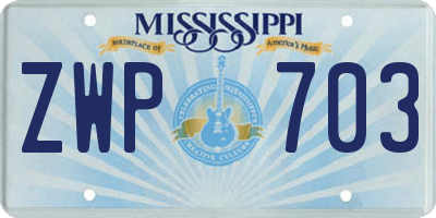 MS license plate ZWP703