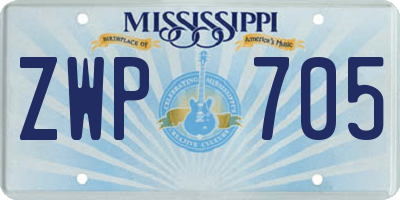 MS license plate ZWP705