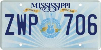 MS license plate ZWP706