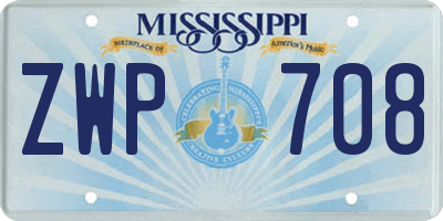 MS license plate ZWP708