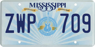 MS license plate ZWP709