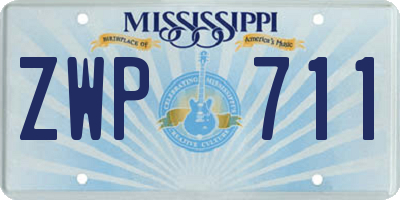 MS license plate ZWP711