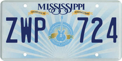 MS license plate ZWP724