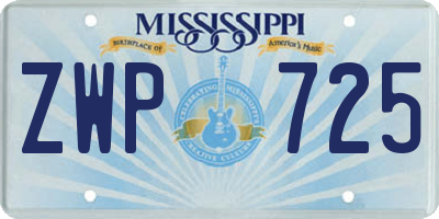 MS license plate ZWP725