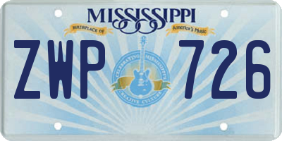 MS license plate ZWP726