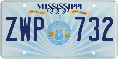 MS license plate ZWP732