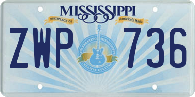 MS license plate ZWP736